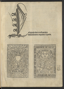 La legende doree en franoys, Paris, 1493. Page de titre.